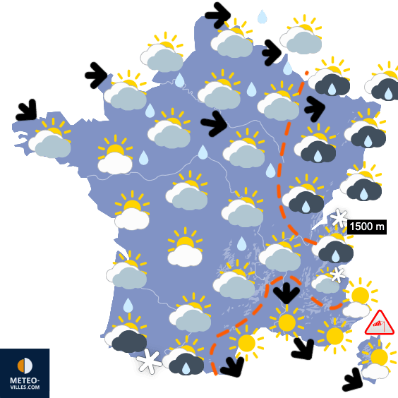 Carte de prévisions du temps du Dimanche 5 octobre 2025