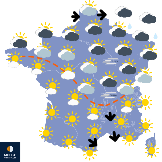 Carte de prévisions du temps du Lundi 6 octobre 2025