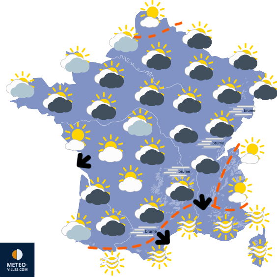 Carte de prévisions du temps du Jeudi 9 octobre 2025