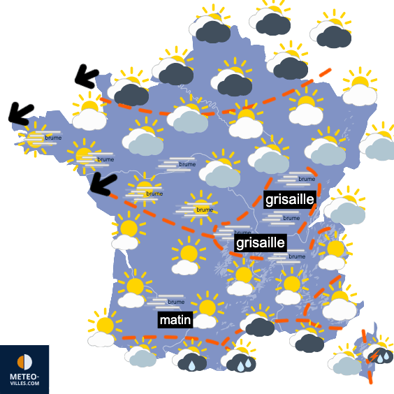 Carte de prévisions du temps du Mardi 14 octobre 2025