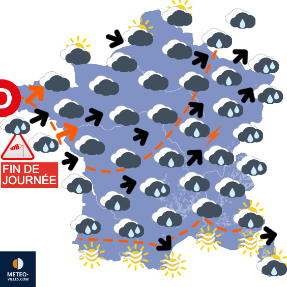 Carte de prévisions du temps du Mercredi 22 octobre 2025