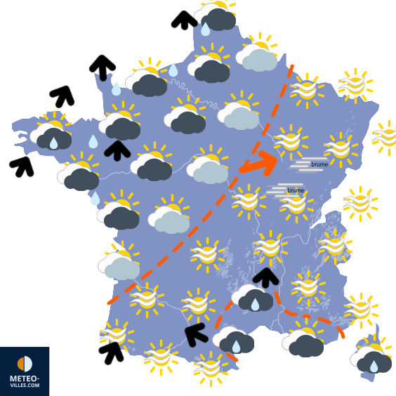 Carte de prévisions du temps du Vendredi 31 octobre 2025