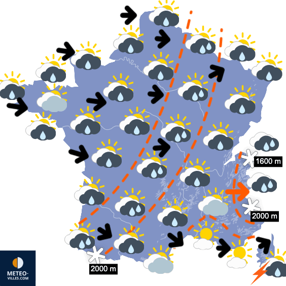 Carte de prévisions du temps du Dimanche 2 novembre 2025