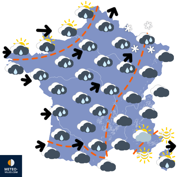 Carte de prévisions du temps du Dimanche 23 novembre 2025