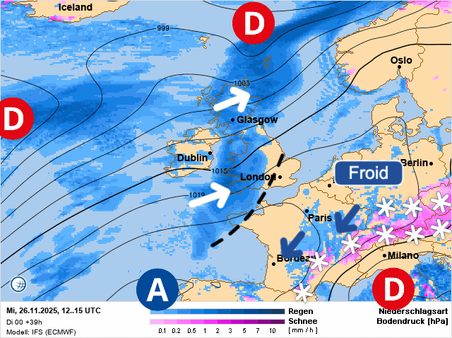 Carte de prévisions d'europe du Mercredi 26 novembre 2025