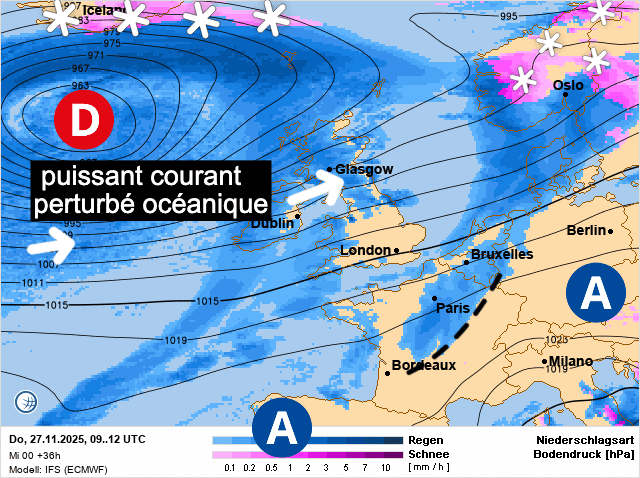 Carte de prévisions d'europe du Jeudi 27 novembre 2025