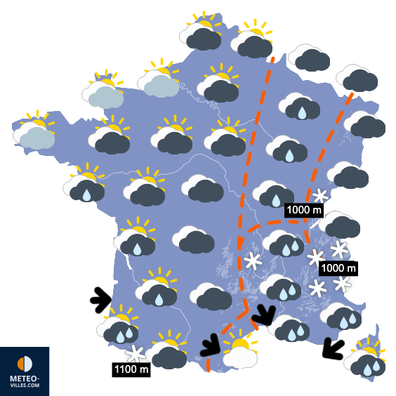 Carte de prévisions du temps du Mercredi 3 décembre 2025