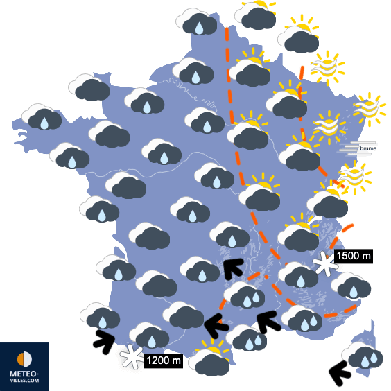 Carte de prévisions du temps du Dimanche 21 décembre 2025