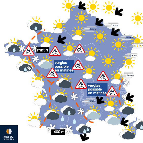 Carte de prévisions du temps du Jeudi 25 décembre 2025