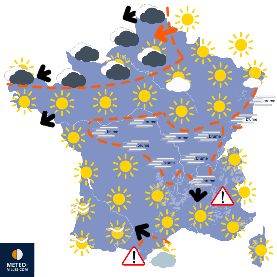Carte de prévisions du temps du Dimanche 28 décembre 2025