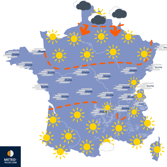 Carte de prévisions du temps du Lundi 29 décembre 2025