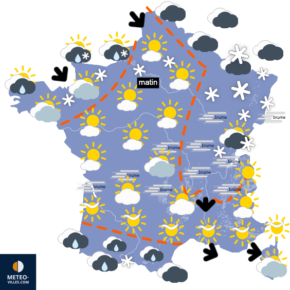 Carte de prévisions du temps du Samedi 3 janvier 2026