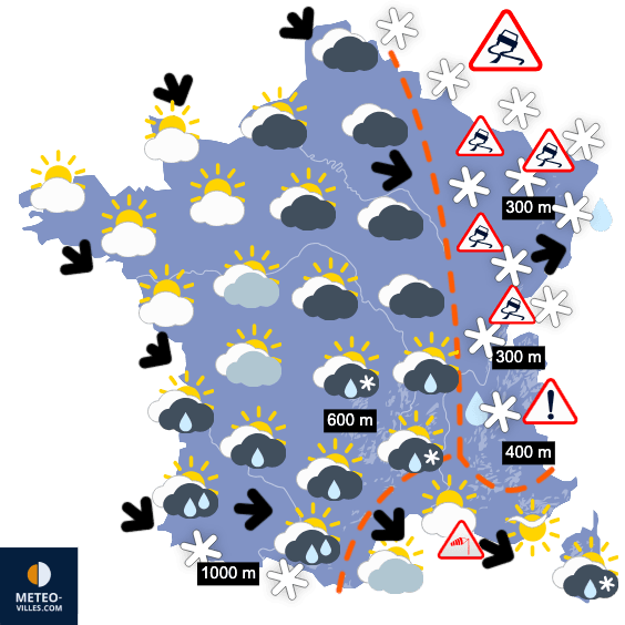 Carte de prévisions du temps du Samedi 10 janvier 2026