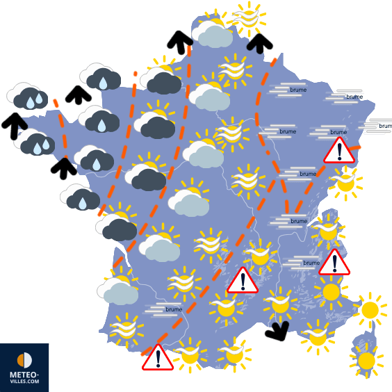 Carte de prévisions du temps du Dimanche 11 janvier 2026