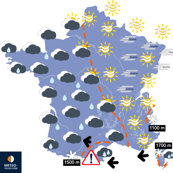 Carte de prévisions du temps du Lundi 19 janvier 2026