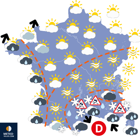 Carte de prévisions du temps du Samedi 24 janvier 2026