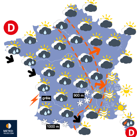 Carte de prévisions du temps du Dimanche 25 janvier 2026