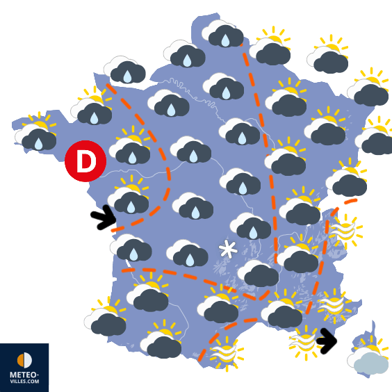 Carte de prévisions du temps du Dimanche 1 février 2026