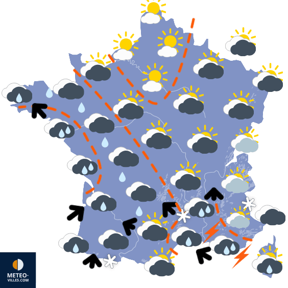 Carte de prévisions du temps du Mercredi 4 février 2026