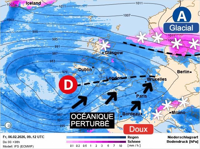 Carte de prévisions d'europe du Vendredi 6 février 2026