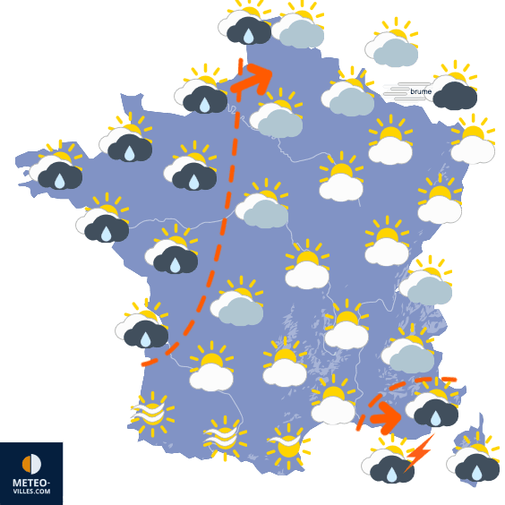 Carte de prévisions du temps du Samedi 7 février 2026