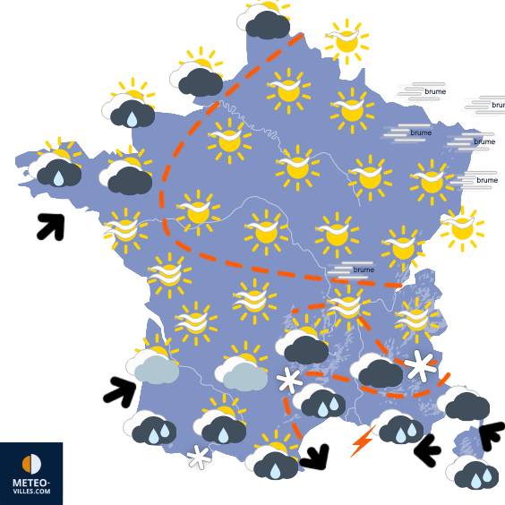 Carte de prévisions du temps du Dimanche 8 février 2026