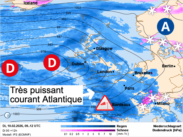 Carte de prévisions d'europe du Mardi 10 février 2026