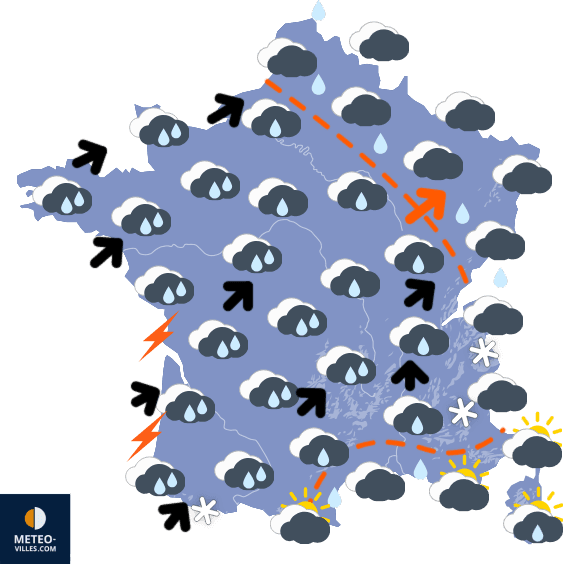 Carte de prévisions du temps du Mardi 10 février 2026