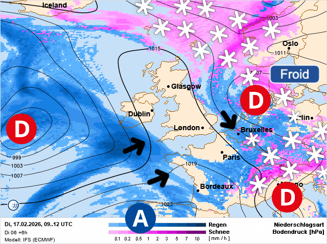 Carte de prévisions d'europe du Mardi 17 février 2026