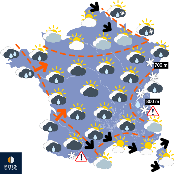 Carte de prévisions du temps du Mardi 17 février 2026