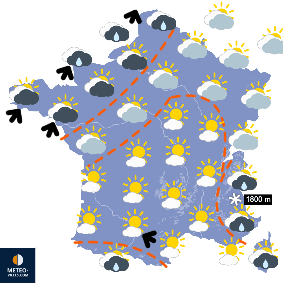 Carte de prévisions du temps du Dimanche 1 mars 2026