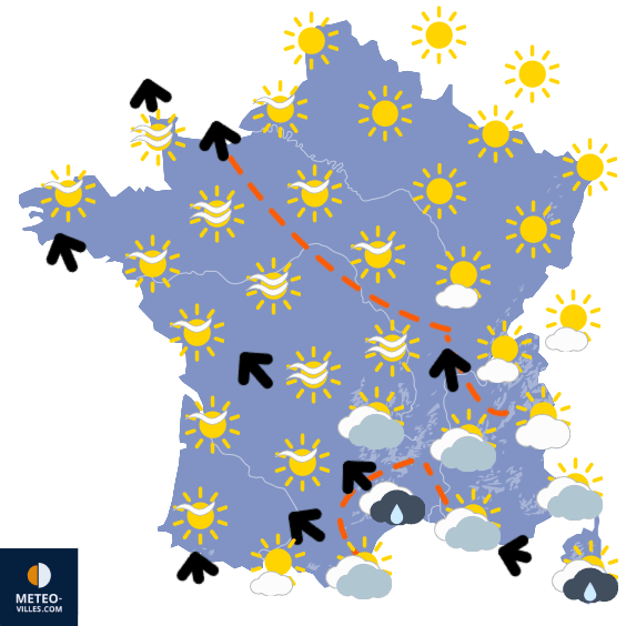 Carte de prévisions du temps du Lundi 2 mars 2026