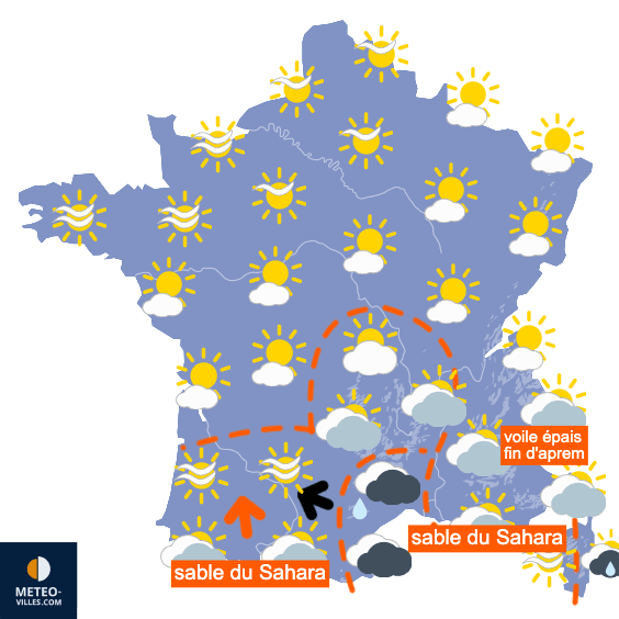 Carte de prévisions du temps du Mardi 3 mars 2026
