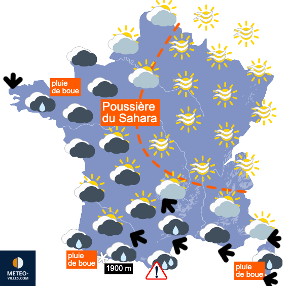 Carte de prévisions du temps du Vendredi 6 mars 2026
