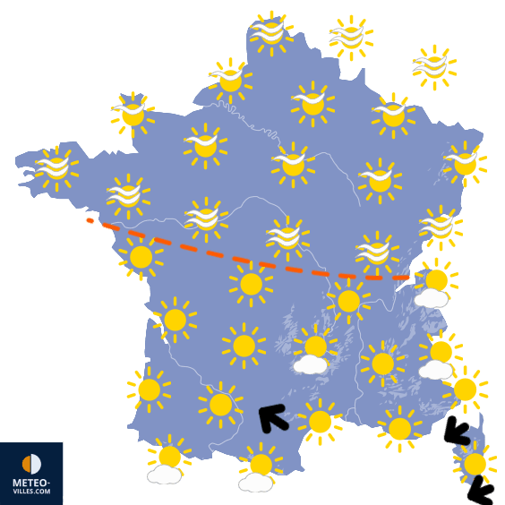 Carte de prévisions du temps du Vendredi 20 mars 2026