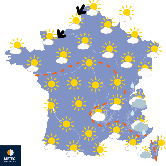 Carte de prévisions du temps du Samedi 21 mars 2026