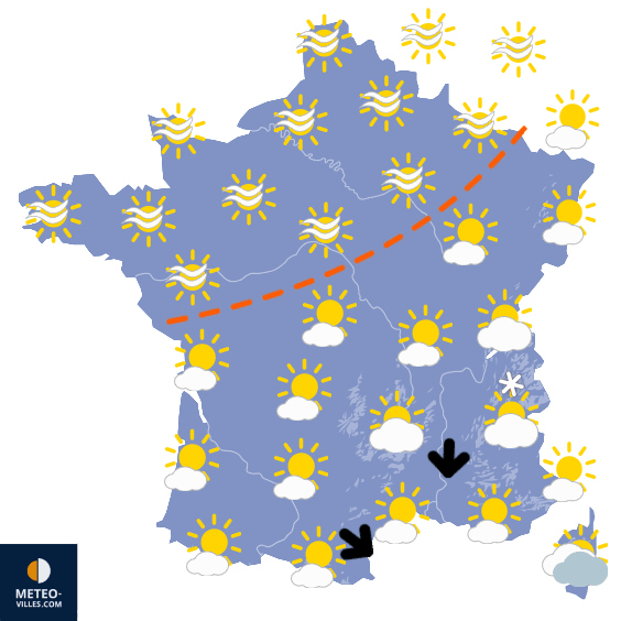 Carte de prévisions du temps du Lundi 23 mars 2026