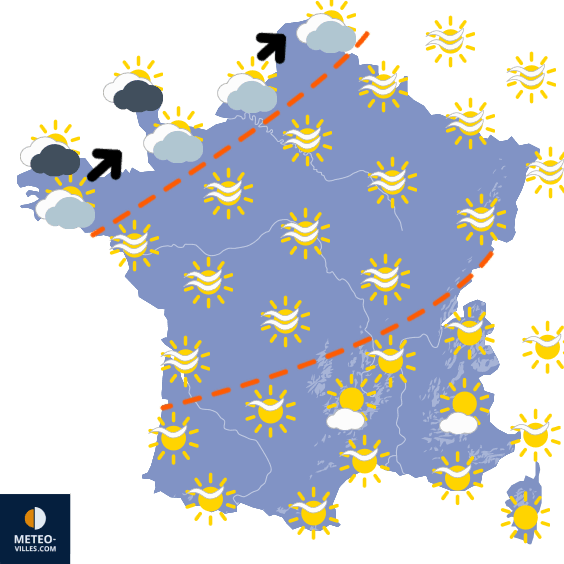 Carte de prévisions du temps du Mardi 24 mars 2026