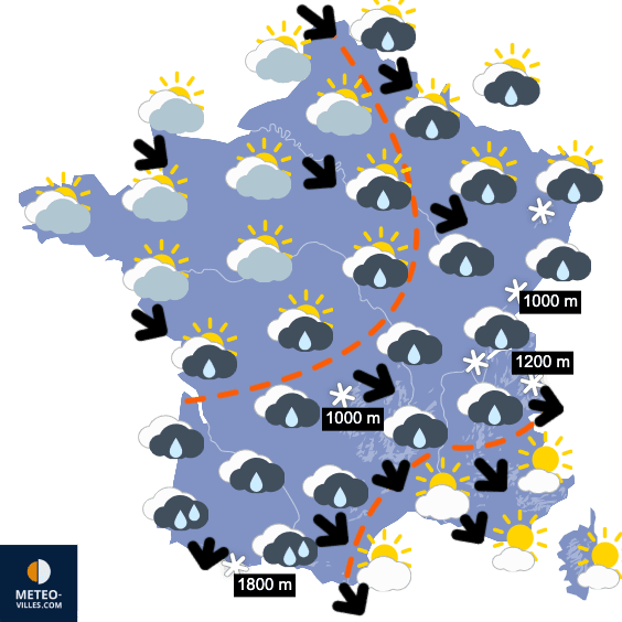 Carte de prévisions du temps du Lundi 30 mars 2026