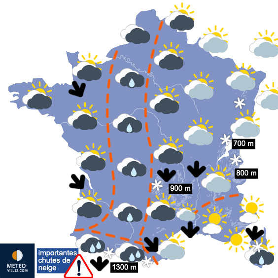 Carte de prévisions du temps du Mercredi 1 avril 2026