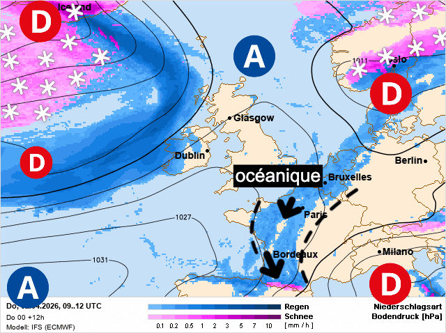 Carte de prévisions d'europe du Jeudi 2 avril 2026