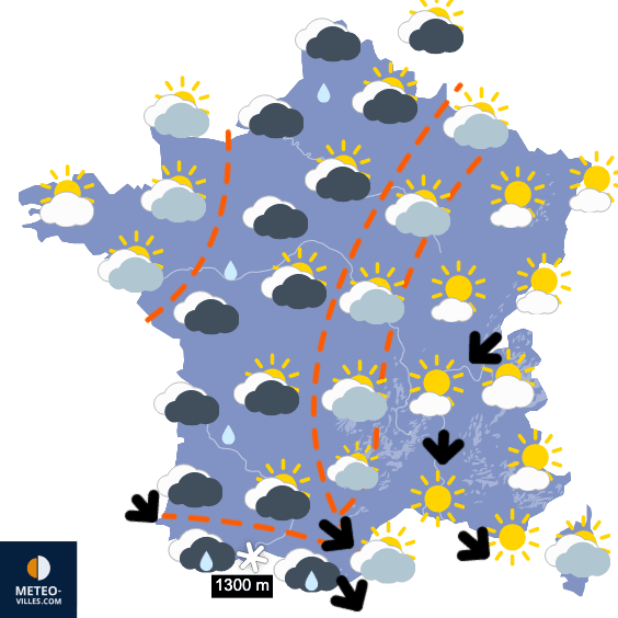 Carte de prévisions du temps du Jeudi 2 avril 2026