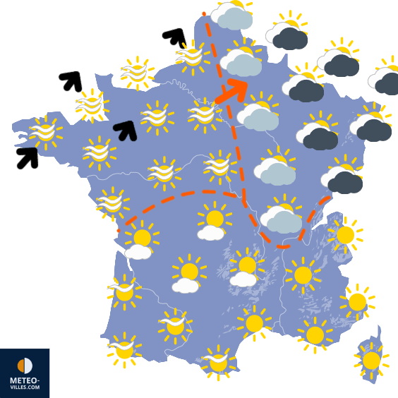 Carte de prévisions du temps du Samedi 4 avril 2026