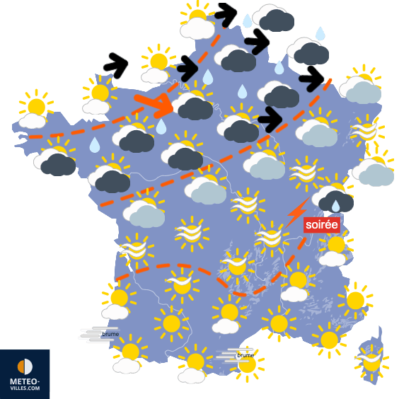 Carte de prévisions du temps du Dimanche 5 avril 2026