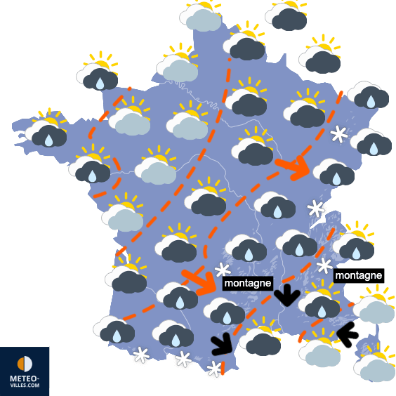 Carte de prévisions du temps du Dimanche 12 avril 2026
