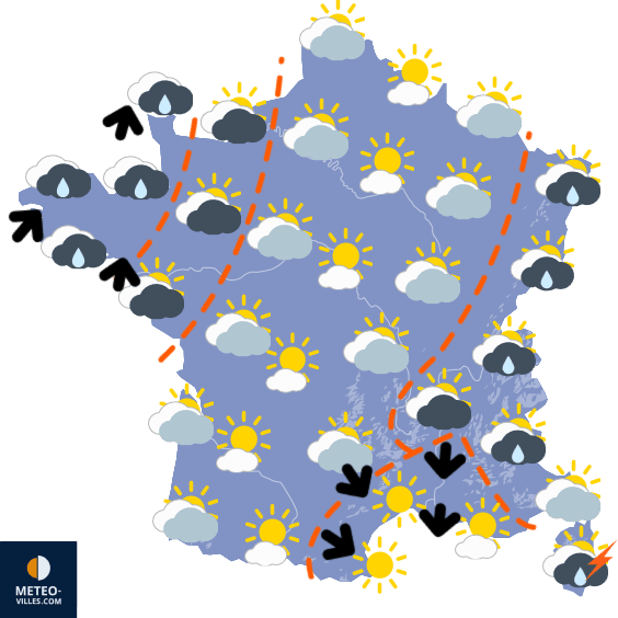 Carte de prévisions du temps du Mardi 14 avril 2026