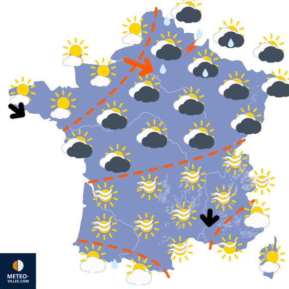 Carte de prévisions du temps du Samedi 18 avril 2026