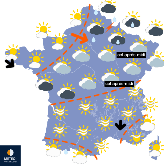 Carte de prévisions du temps du Samedi 18 avril 2026