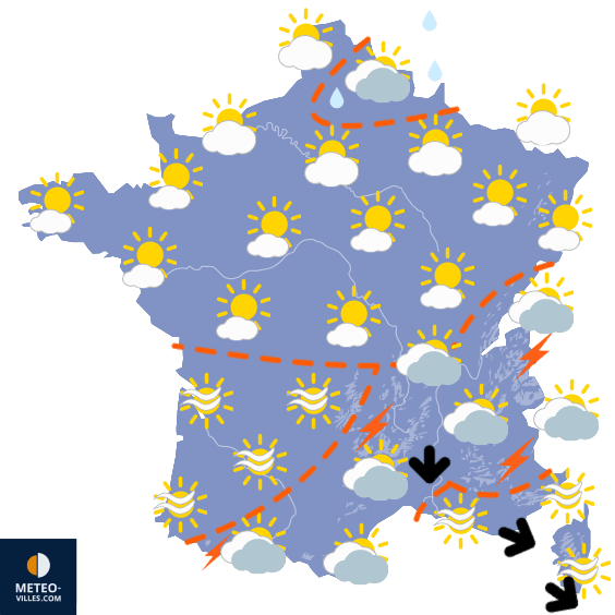Carte de prévisions du temps du Dimanche 19 avril 2026
