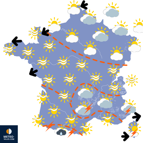 Carte de prévisions du temps du Lundi 20 avril 2026